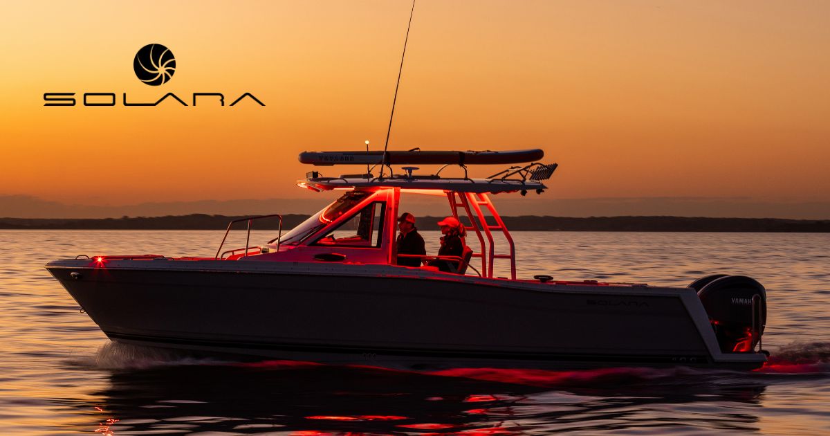Solara boat on water at sunset